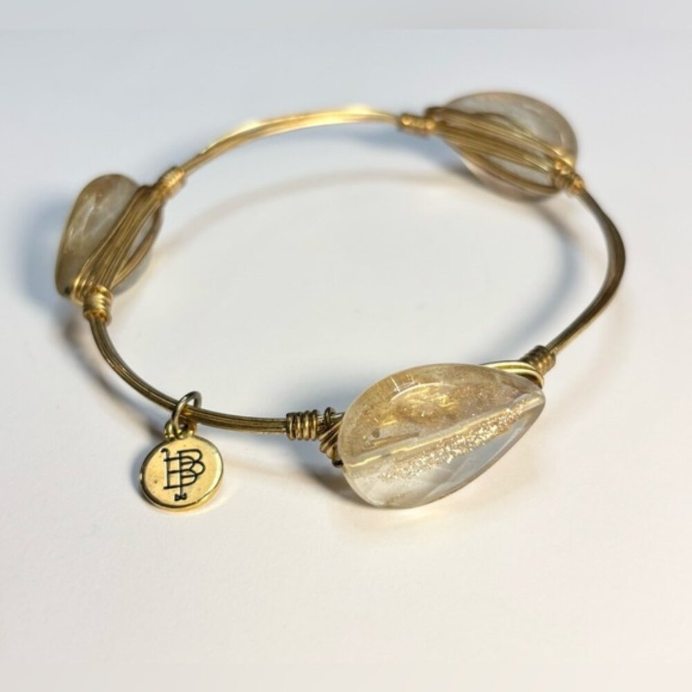 Bourbon and Boweties Elegant Gold Wire Bangle Bracelet